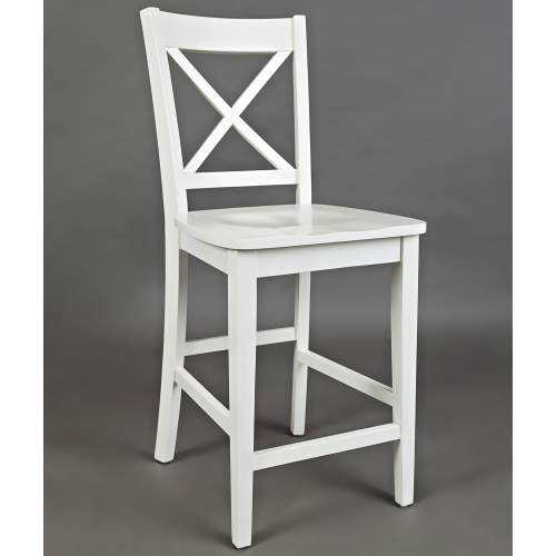 Simplicity X Back Counter Stool in Paperwhite Finish (Set of 2)